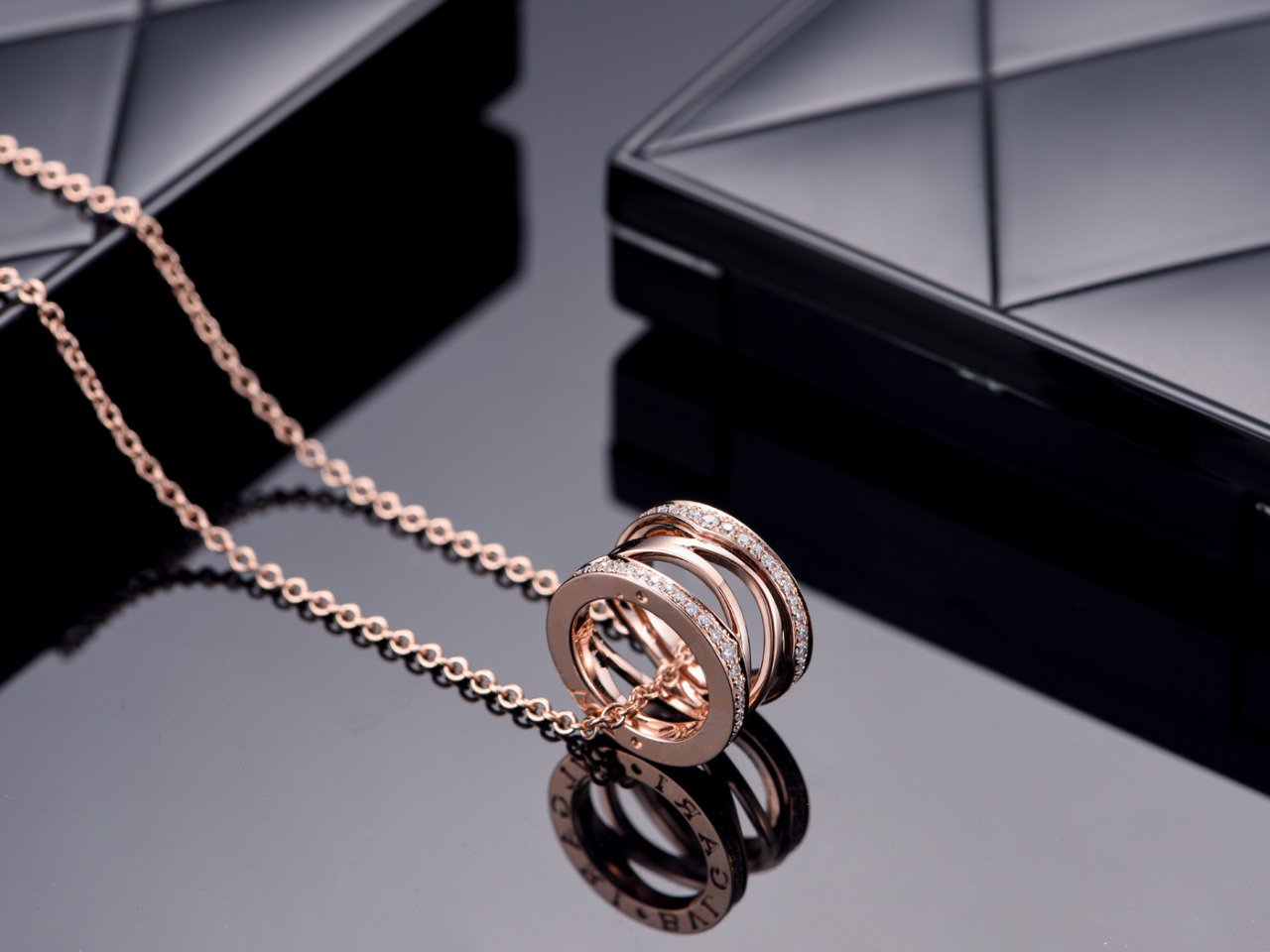 [Vintora]ZERO 1 PINK GOLD DIAMOND OPEN NECKLACE