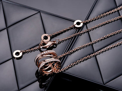 [Vintora]ZERO 1 PINK GOLD DIAMOND OPEN NECKLACE