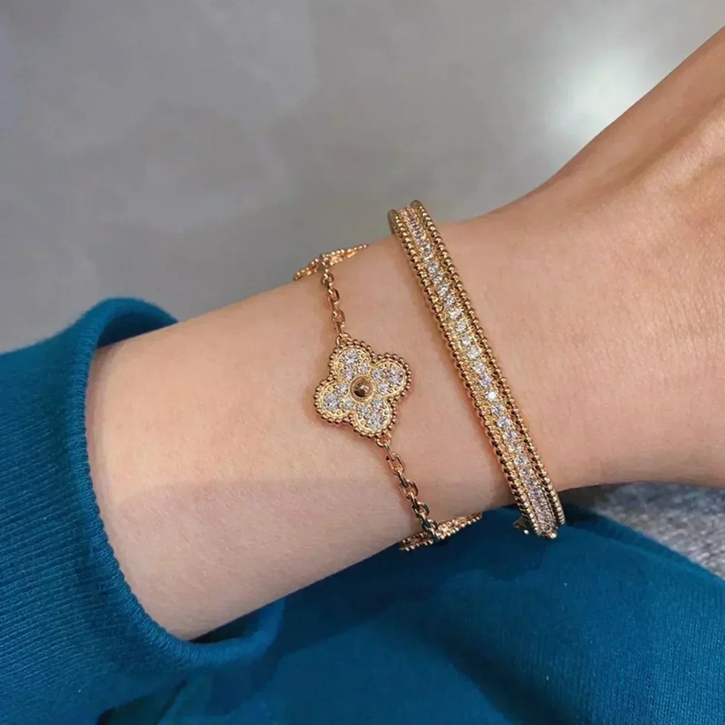 [?Vintora] CLOVER 5 MOTIF FULL DIAMOND BRACELET COLLECTION