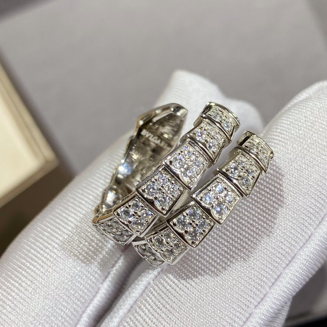 [Vintora]SERPENTI DOUBLE RING SILVER DIAMOND PAVED