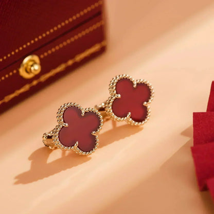 [Vintora]CLOVER MEDIUM 1 MOTIFS CARNELIAN  EARRINGS