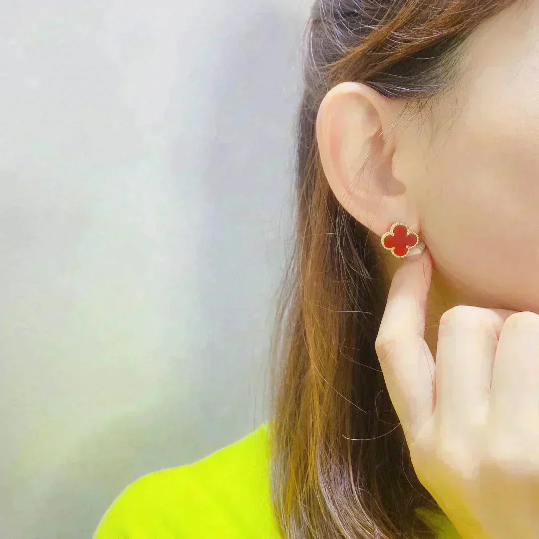 [Vintora]CLOVER MEDIUM 1 MOTIFS CARNELIAN  EARRINGS