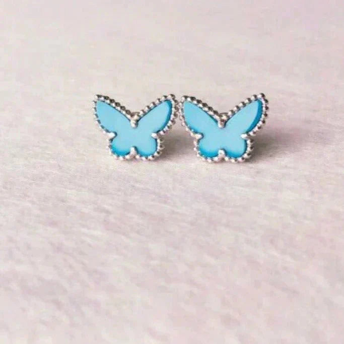 [Vintora]BOUCLES D'OREILLES PAPILLON TURQUOISE ARGENT