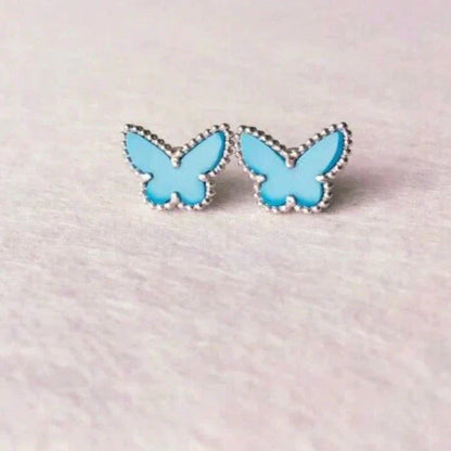 [Vintora]BOUCLES D'OREILLES PAPILLON TURQUOISE ARGENT