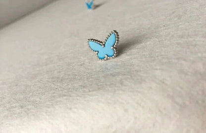 [Vintora]BOUCLES D'OREILLES PAPILLON TURQUOISE ARGENT