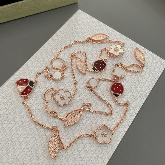 [Vintora]LUCKY SPRING 15 MOTIFS ROSE GOLD NECKLACE