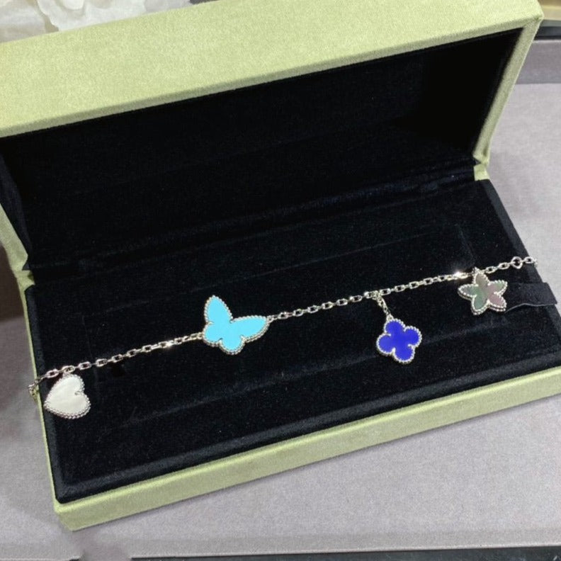 [Vintora]BRACELET ARGENT PRINTEMPS CHANCEUX 4 MOTIFS
