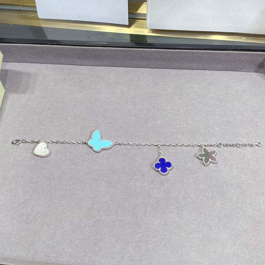 [Vintora]BRACELET ARGENT PRINTEMPS CHANCEUX 4 MOTIFS