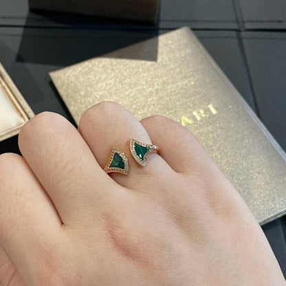 [Vintora]DREAM MALACHITE DIAMOND OPEN RING