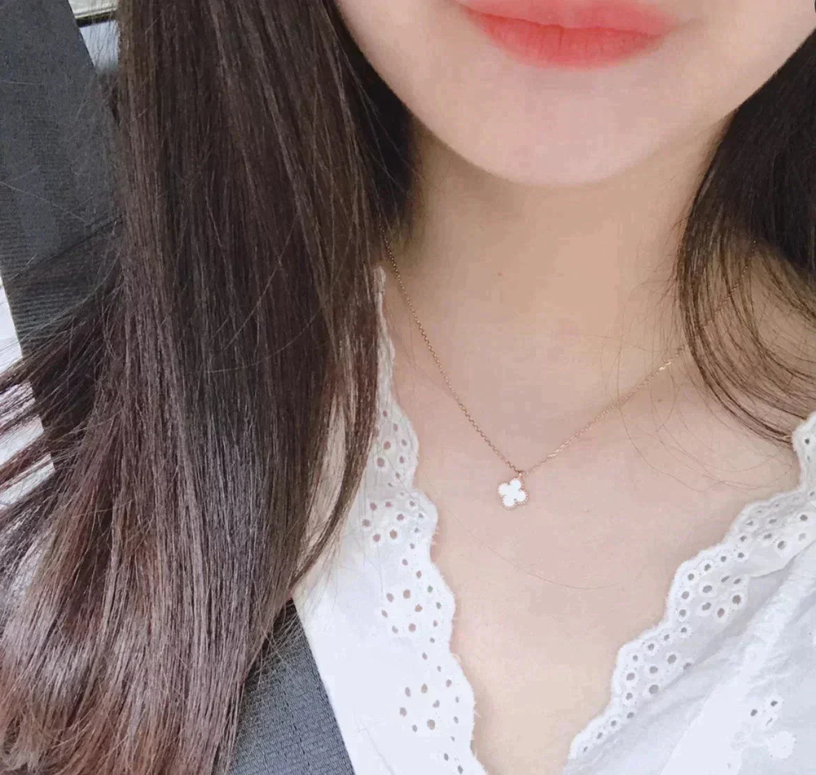[Vintora]COLLIER TRÈFLE MINI 9.5MM NACRE BLANCHE