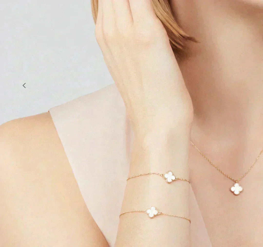 [Vintora]COLLIER TRÈFLE MINI 9.5MM NACRE BLANCHE