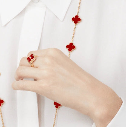[Vintora]CLOVER CARNELIAN RING ROSE GOLD DIAMOND