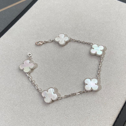 [?Vintora]CLOVER WHITE PEARL MOP 5 MOTIF BRACELET COLLECTION