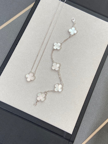 [?Vintora]CLOVER WHITE PEARL MOP 5 MOTIF BRACELET COLLECTION