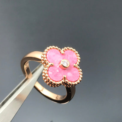 [Vintora]CLOVER RHODONITE ROSE GOLD RING