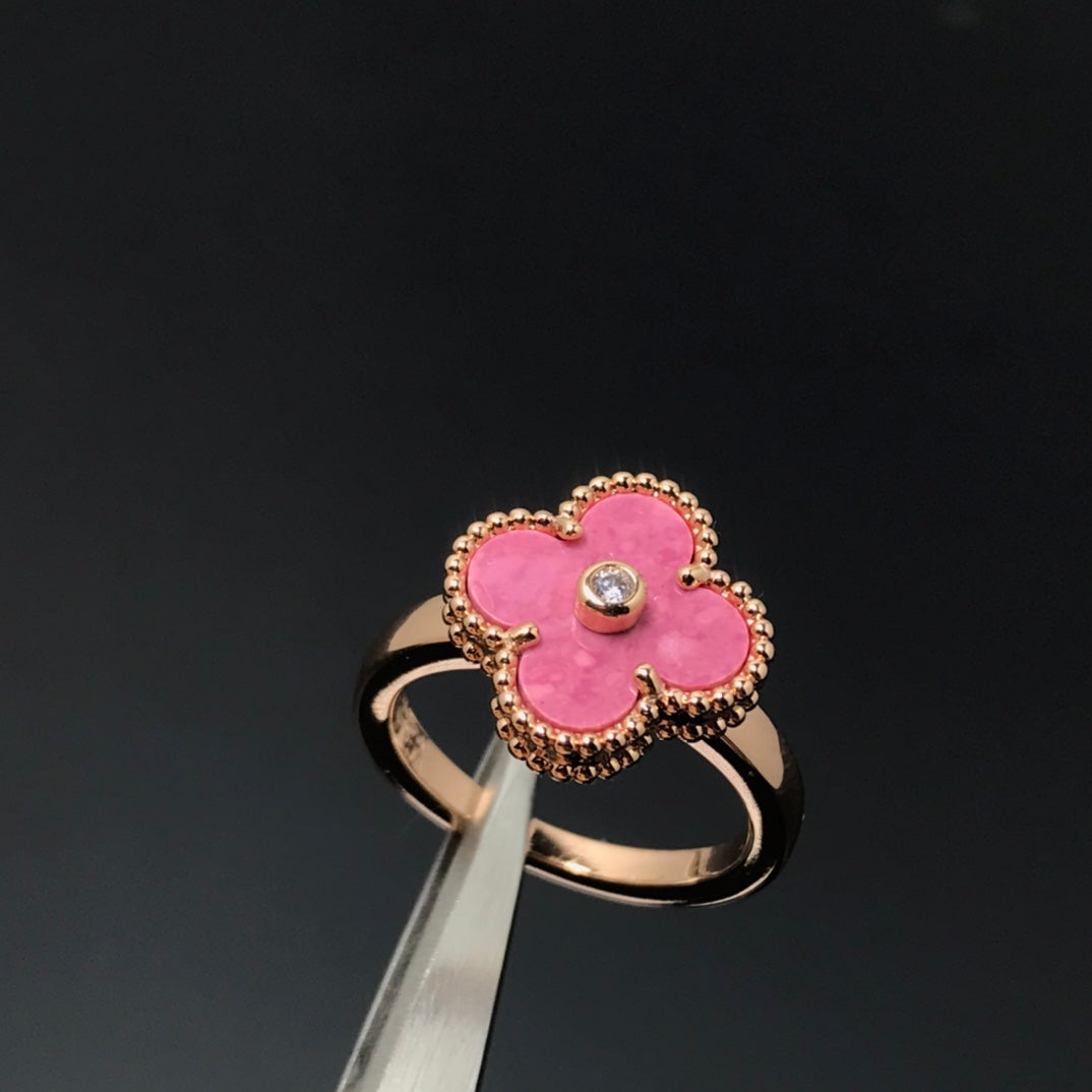 [Vintora]CLOVER RHODONITE ROSE GOLD RING
