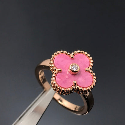 [Vintora]CLOVER RHODONITE ROSE GOLD RING