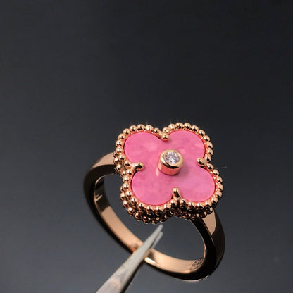 [Vintora]CLOVER RHODONITE ROSE GOLD RING