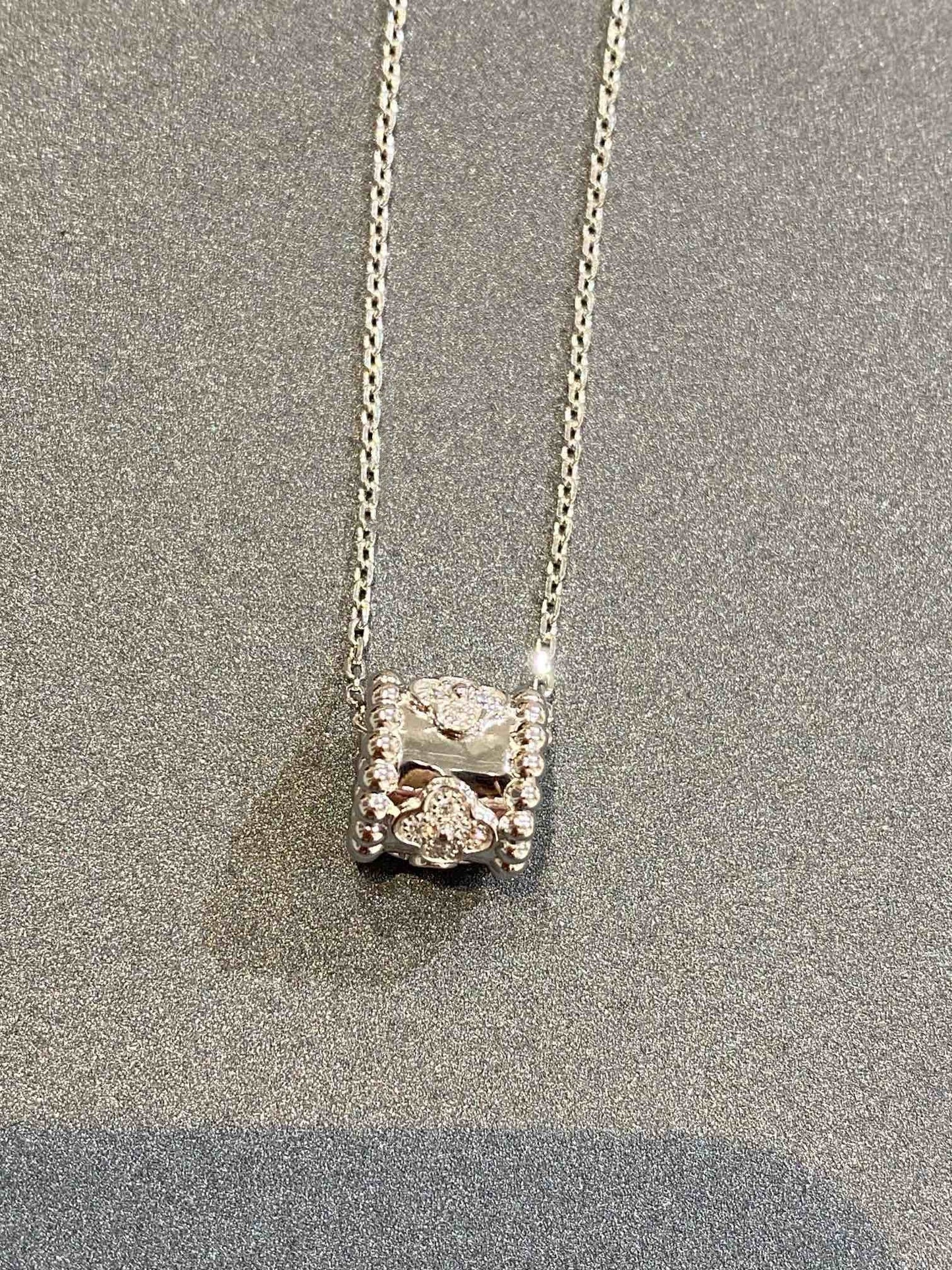 [Vintora]COLLIER DIAMANT EN ARGENT PENDENTIF PERLE