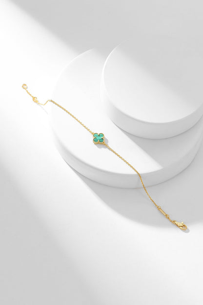 [Vintora]BRACELET CLOVER MALACHITE 1 MOTIF