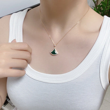 [Vintora]DREAM MALACHITE DIAMOND PAVED PINK GOLD NECKLACE