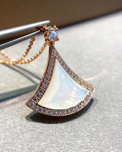 [Vintora]DREAM MOP DIAMOND PAVED PINK GOLD NECKLACE