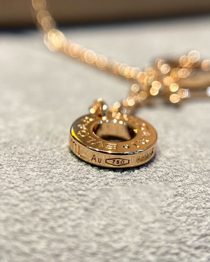 [Vintora]DREAM MOP DIAMOND PAVED PINK GOLD NECKLACE