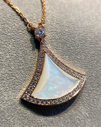 [Vintora]DREAM MOP DIAMOND PAVED PINK GOLD NECKLACE