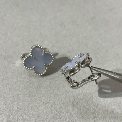 [Vintora]BOUCLES D'OREILLES PAPILLON EN ARGENT AVEC CHALCEDOINE