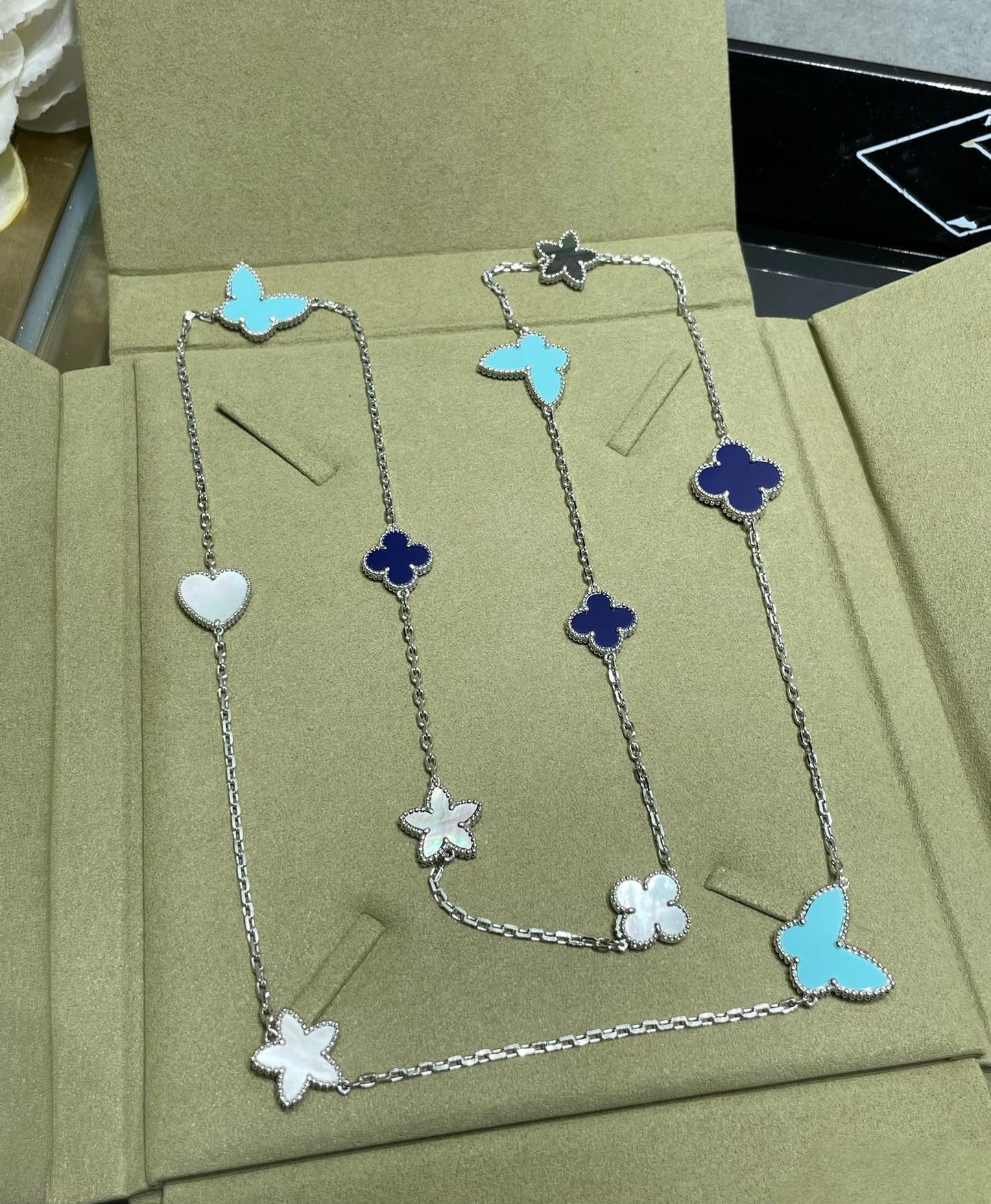 [Vintora]COLLIER TRÈFLE ARGENT 11 MOTIFS