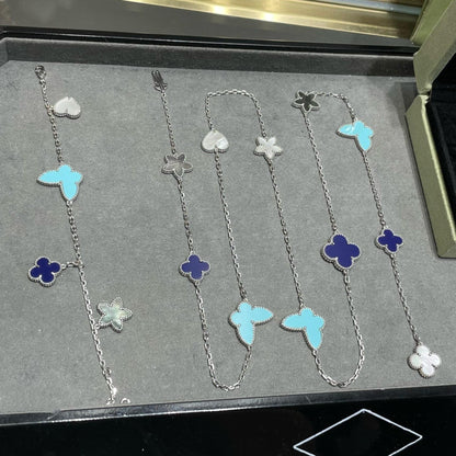 [Vintora]COLLIER TRÈFLE ARGENT 11 MOTIFS