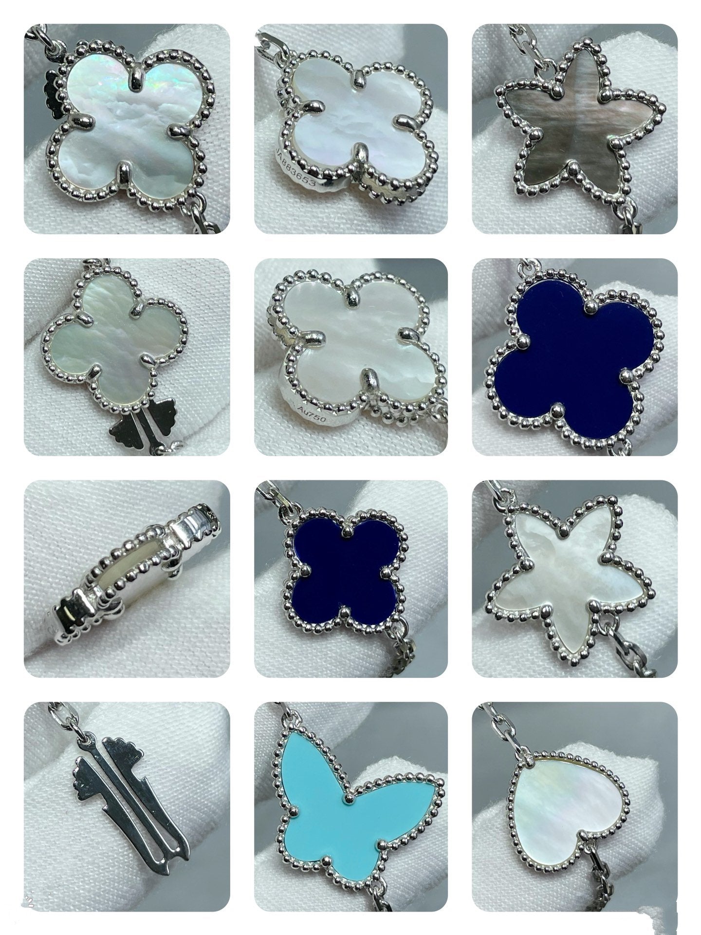 [Vintora]COLLIER TRÈFLE ARGENT 11 MOTIFS