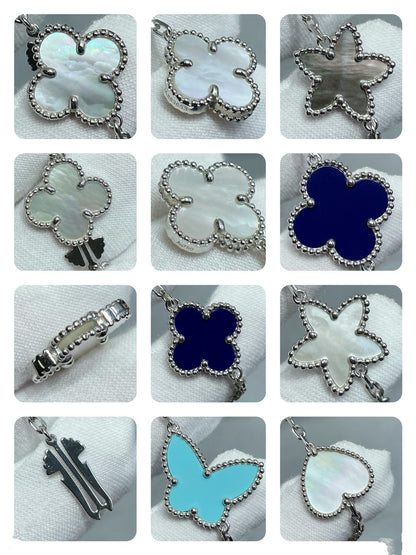 [Vintora]COLLIER TRÈFLE ARGENT 11 MOTIFS