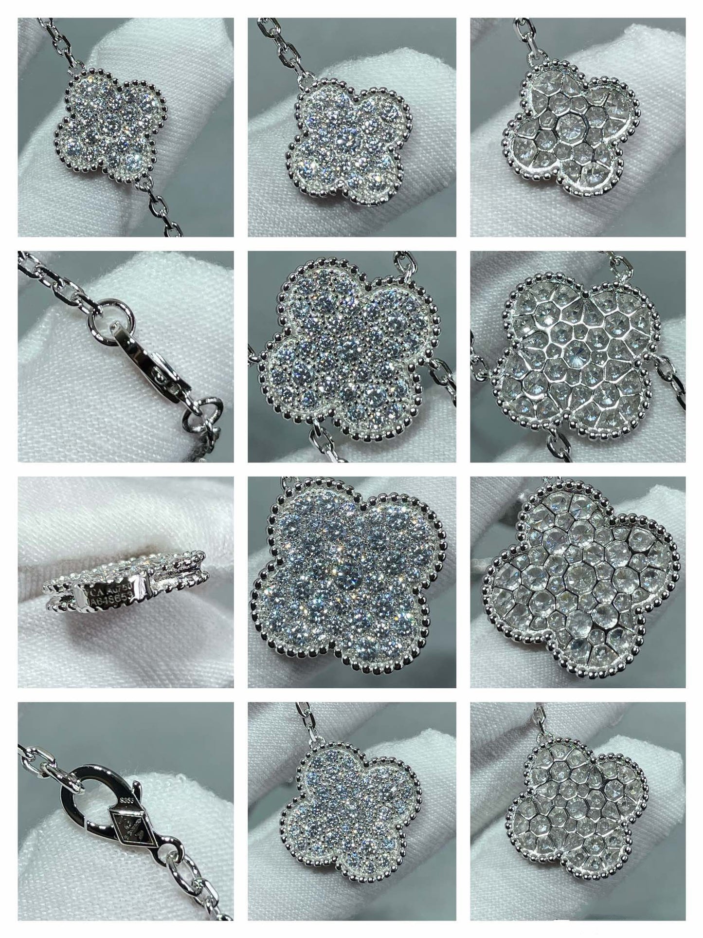 [Vintora]COLLIER TRÈFLE 6 MOTIFS PAVÉ DE DIAMANTS