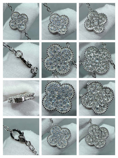 [Vintora]COLLIER TRÈFLE 6 MOTIFS PAVÉ DE DIAMANTS
