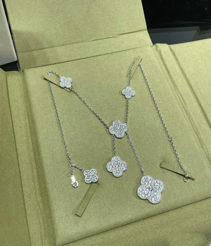 [Vintora]COLLIER TRÈFLE 6 MOTIFS PAVÉ DE DIAMANTS