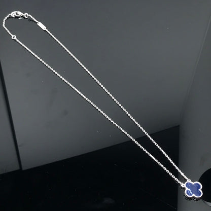 [Vintora]COLLIER LONG TRÈFLE EN PIETERSITE ET ARGENT