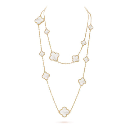 [Vintora]COLLIER OR CLOVER 16 MOTIF NACRE BLANCHE