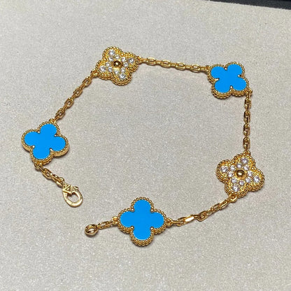 [?Vintora] CLOVER 5 MOTIF BLUE AGATE BRACELET COLLECTION