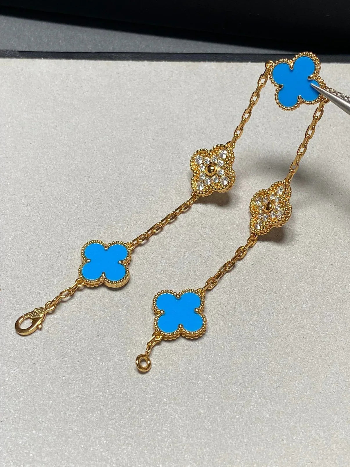 [?Vintora] CLOVER 5 MOTIF BLUE AGATE BRACELET COLLECTION