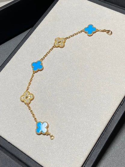 [?Vintora] CLOVER 5 MOTIF BLUE AGATE BRACELET COLLECTION