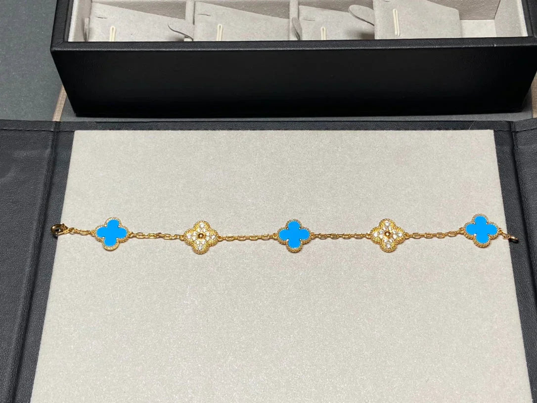 [?Vintora] CLOVER 5 MOTIF BLUE AGATE BRACELET COLLECTION