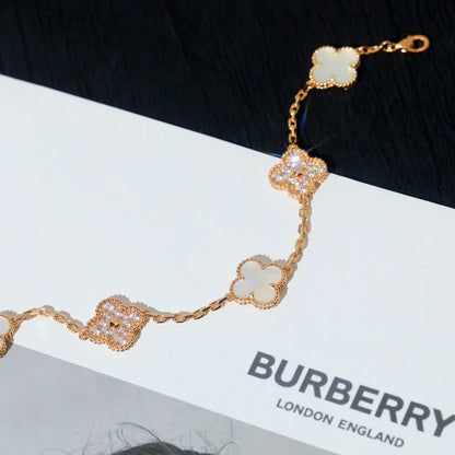 [?Vintora]CLOVER WHITE PEARL MOP 5 MOTIF BRACELET COLLECTION