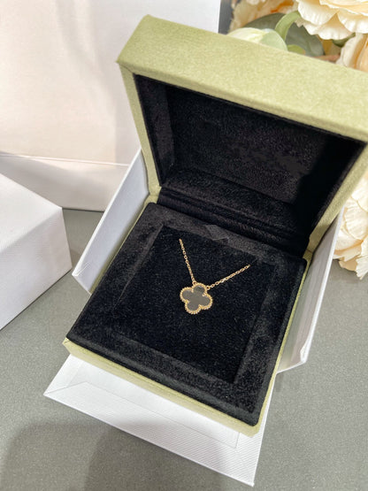 [Vintora]COLLIER TRÈFLE CRISTAL DE ROCHE OR ROSE