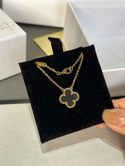 [Vintora]COLLIER TRÈFLE CRISTAL DE ROCHE OR ROSE