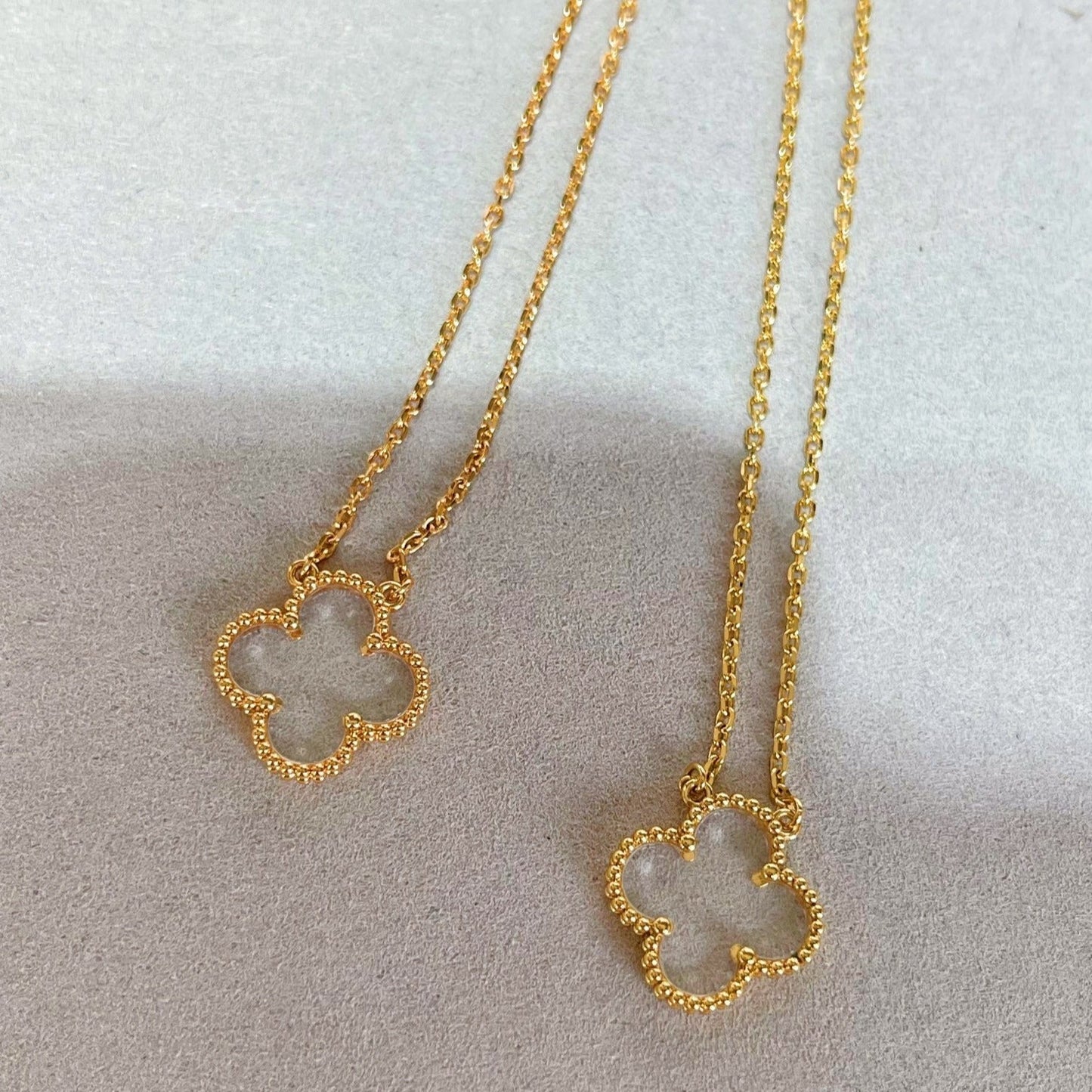 [Vintora]COLLIER TRÈFLE CRISTAL DE ROCHE OR ROSE