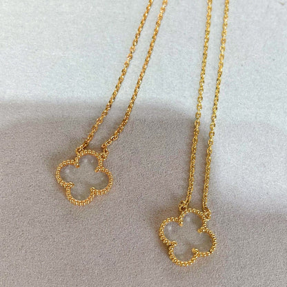 [Vintora]COLLIER TRÈFLE CRISTAL DE ROCHE OR ROSE