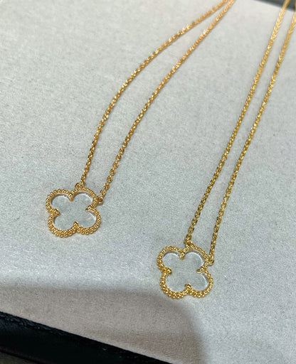 [Vintora]COLLIER TRÈFLE CRISTAL DE ROCHE OR ROSE