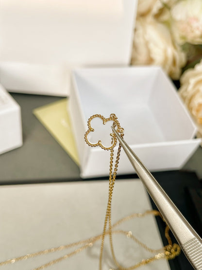 [Vintora]COLLIER TRÈFLE CRISTAL DE ROCHE OR ROSE
