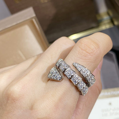 [Vintora]SERPENTI DOUBLE RING SILVER DIAMOND PAVED